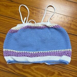SHEIN Blue and Purple Crochet Tank Top